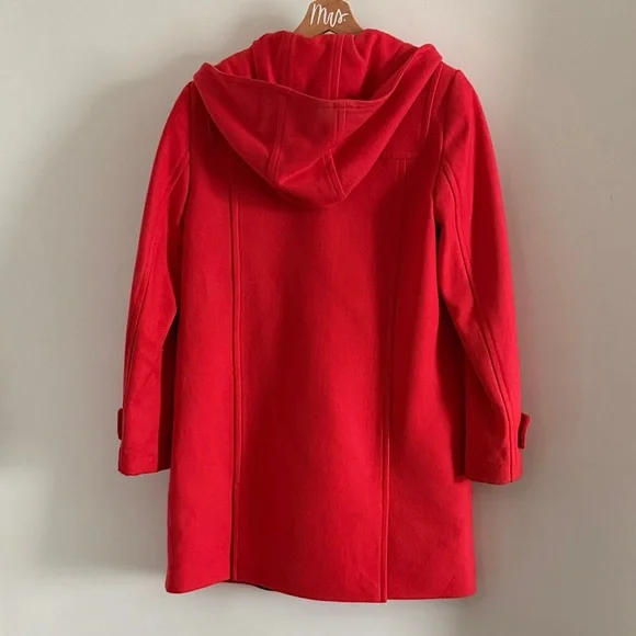 J.Crew Bright Coral Hooded Wool Coat - Picture 6 of 6